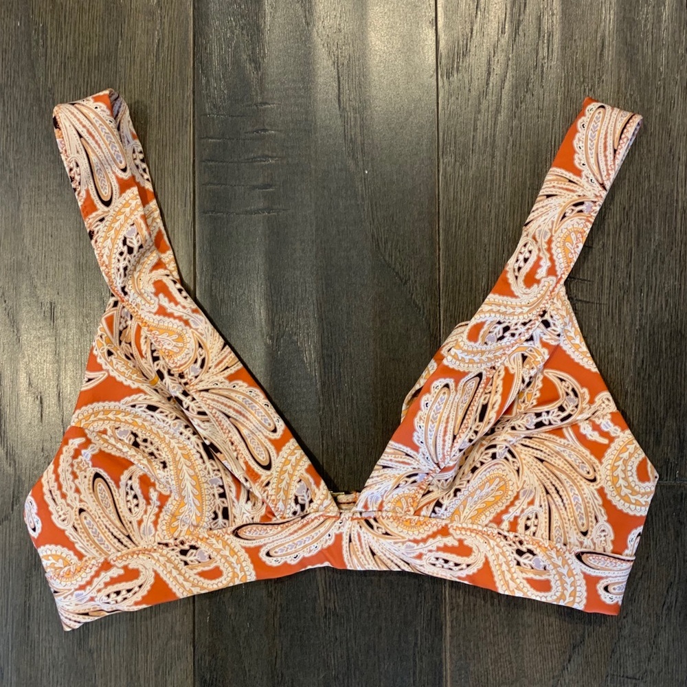 H&M orange paisley bathing suit top